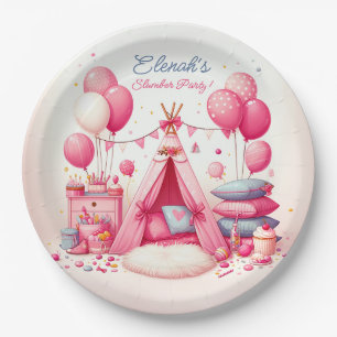 Princess Teepee & Pillows Slumber Birthday Party Paper Plate