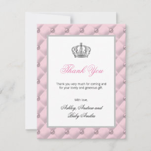 Princess Thank You Baby Shower Birthday Pink Card