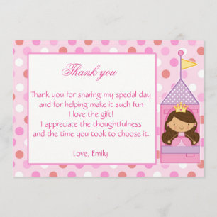 Princess Thank You Card Girl Birthday Baby Shower