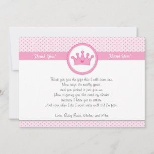 Princess Thank You Card Note