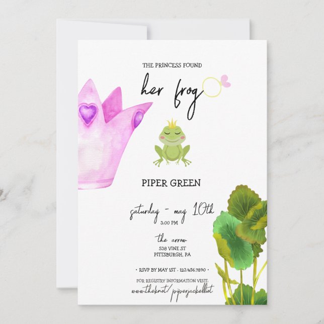 Princess & The Frog - Colour - Bridal Shower Invit Invitation (Front)