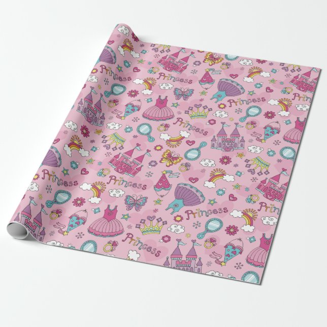 Princess Themed Wrapping Paper (Unrolled)