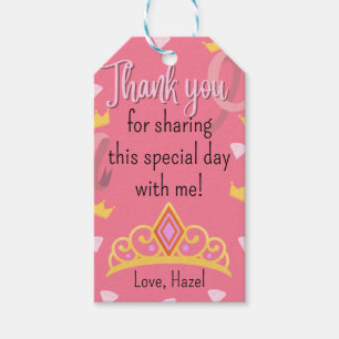 Princess tiara birthday party favour gift tags