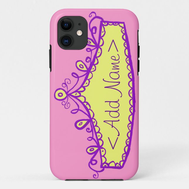 Princess Tiara Crown Custom Name iPhone Case (Back)