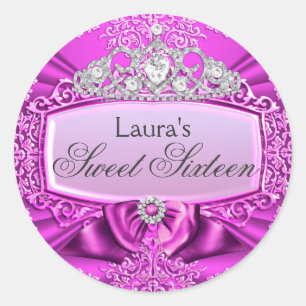 Princess Tiara & Damask Sweet Sixteen Sticker