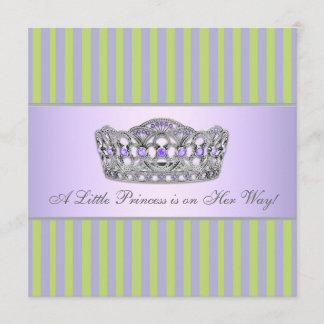 Princess Tiara Green Purple Girl Baby Shower Invitation