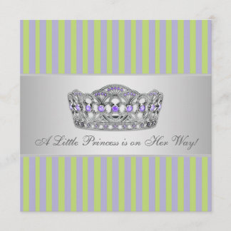 Princess Tiara Green Purple Girl Baby Shower Invitation