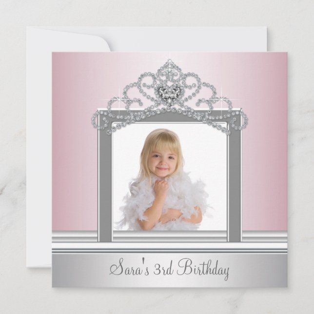 Princess Tiara Photo Princess Birthday Party Invitation (Front)