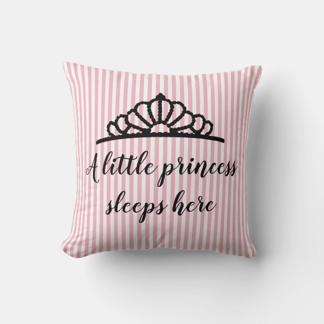 Princess Tiara Pink Stripe Personalised Pillow (Front)