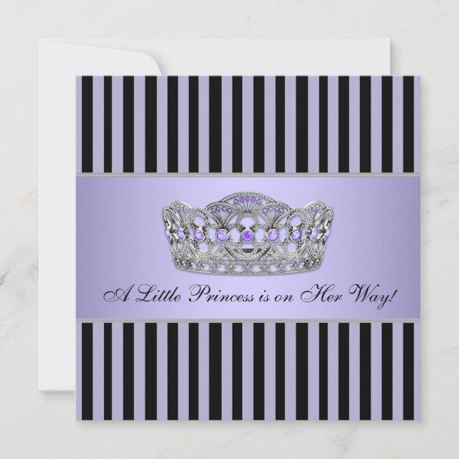 Princess Tiara Purple Black Baby Girl Shower Invitation (Front)
