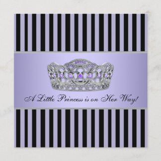 Princess Tiara Purple Black Baby Girl Shower Invitation