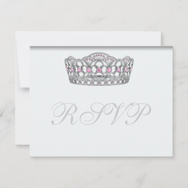 Princess Tiara RSVP White Response Card (Front)