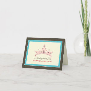 Princess Tiara Thank-You Card (aqua)