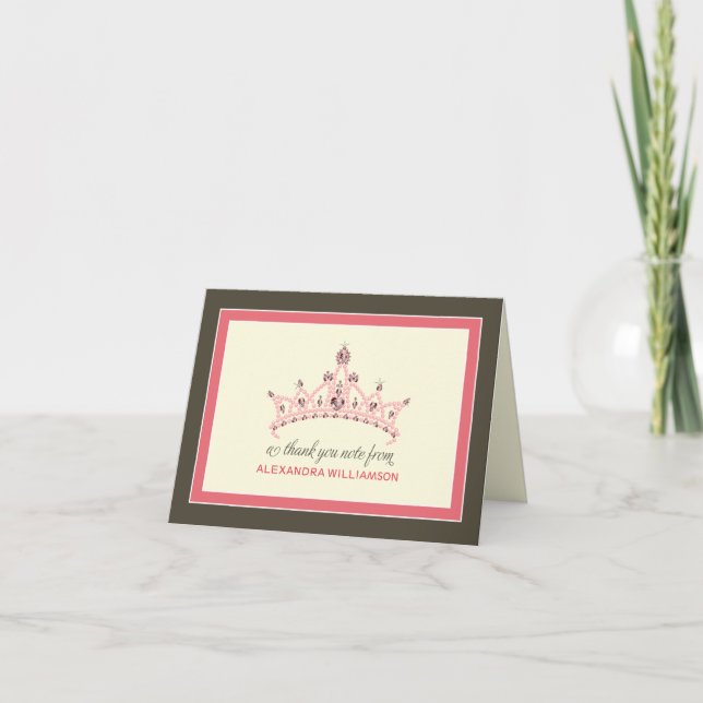 Princess Tiara Thank-You Card (rose) (Front)