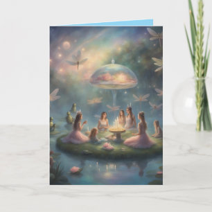 Princess Turtles Dragonfly birthday on a lilypad  Card