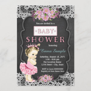 Princess Tutu Chalkboard Baby Girl Shower Invitation
