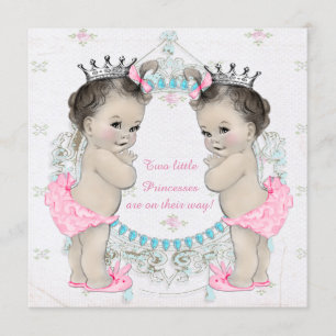 Princess Twin Girl Baby Shower Invitation