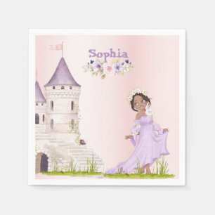 Princess Unicorn Dark Hair Purple Cute Birthday Napkin