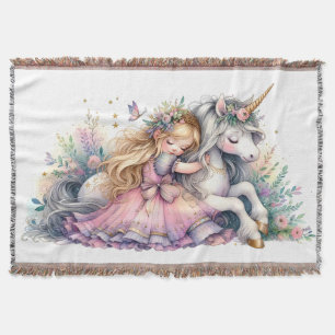 Princess Unicorn Pastel Fairytale Fantasy Throw Blanket