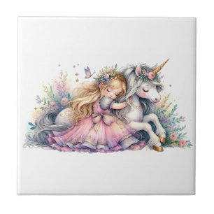 Princess Unicorn Pastel Fairytale Fantasy Tile