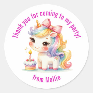 Princess Unicorn Thank You  Classic Round Sticker