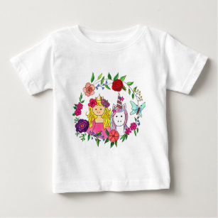 Princess & Unicorn  Wreath Baby Top & T-Shirt