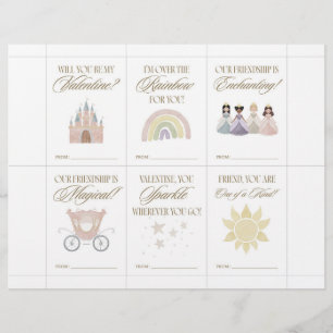 Princess Valentine Cards for Kids Custom Letterhead