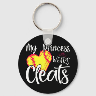 Princess Wears Cleats Softball Mum Dad Baseball Pl Key Ring
