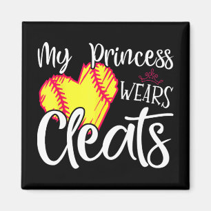Princess Wears Cleats Softball Mum Dad Baseball Pl Magnet