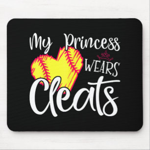 Princess Wears Cleats Softball Mum Dad Baseball Pl Mouse Pad
