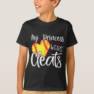 Princess Wears Cleats Softball Mum Dad Baseball Pl T-Shirt
