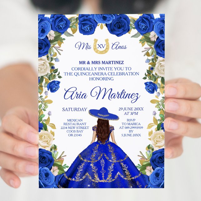 Princess White Navy Roses Charra 15 Invitation 2 (Creator Uploaded)