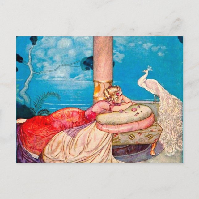 Princess & White Peacock Creating Magic Postcard (Front)