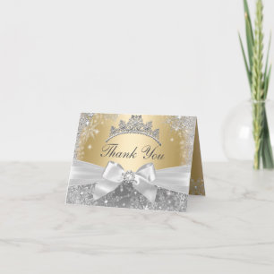 Princess Winter Wonderland Gold Thank You Card
