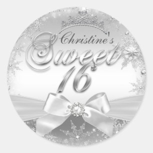 Princess Winter Wonderland Silver Sweet 16 Sticker