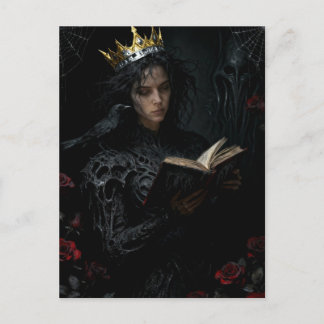 Princess With a Black Bird Reading a Book Postcard