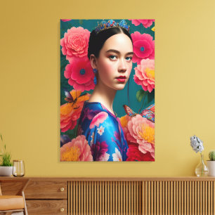Princess with a blue tiara canvas print