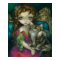 Princess with a Maine Coon Cat ART PRINT rococo