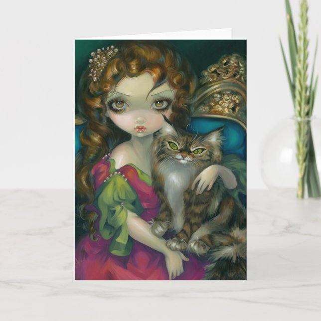 "Princess with a Maine Coon Cat" Greeting Card (Front)