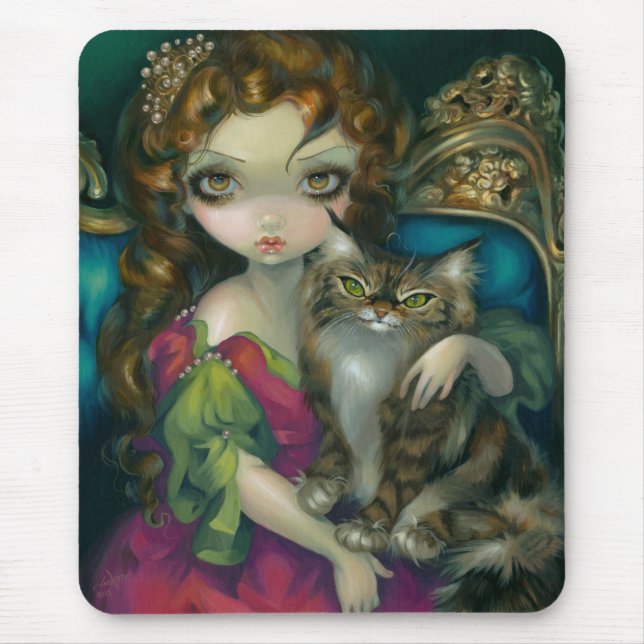 "Princess with a Maine Coon Cat" Mousepad (Front)