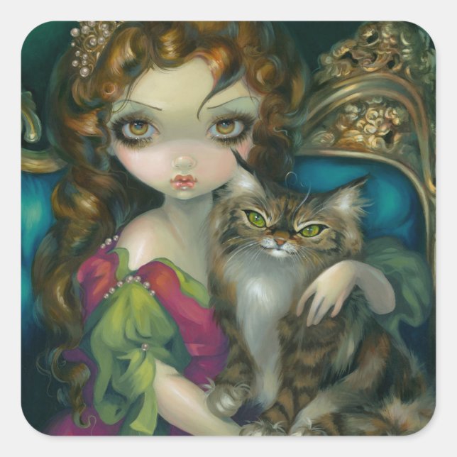 "Princess with a Maine Coon Cat" Sticker (Front)