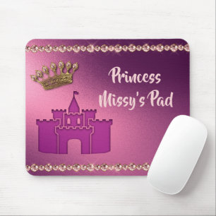 Princess with Castle, Crown & Jewels Personalise Mouse Pad