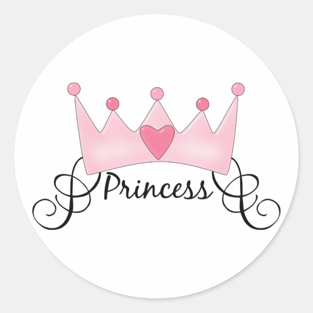 Princess With Crown - Customisable Classic Round Sticker (Front)