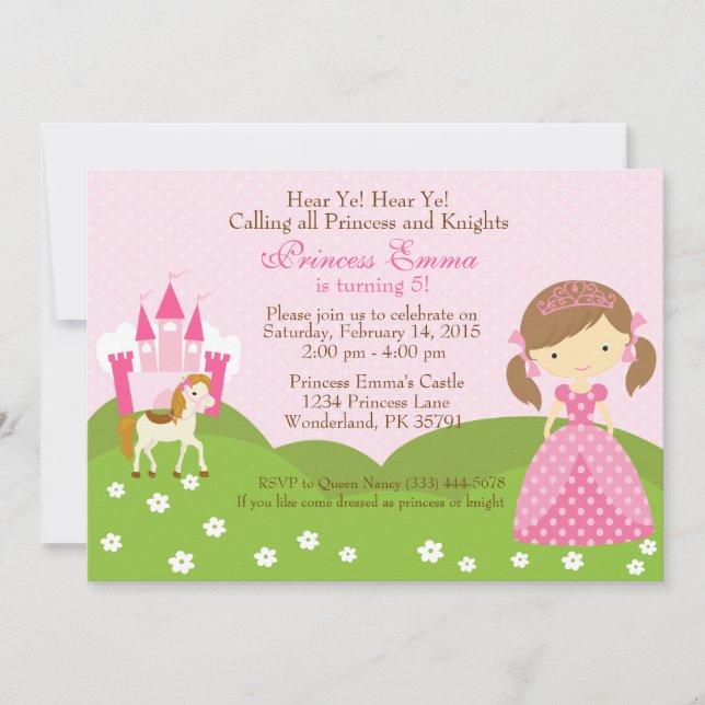 Princess with Horse birthday invitation (Front)