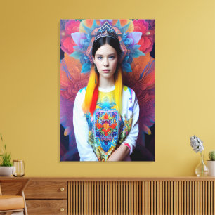 Princess with white sweater canvas print