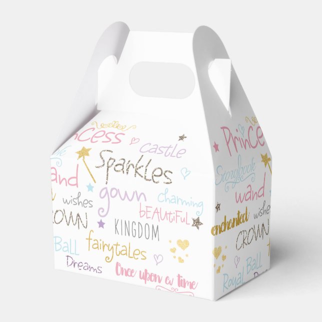 PRINCESS Words Cute Birthday Party Favour Boxes (Front Side)