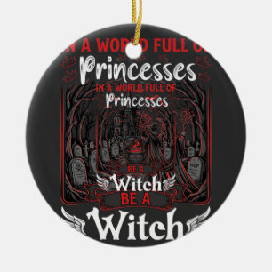 Princesses Be Witch Halloween Castle Cauldron Grav Ceramic Tree Decoration