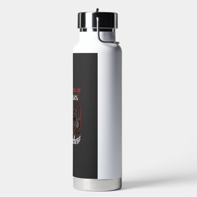 Princesses Be Witch Halloween Castle Cauldron Grav Water Bottle (Left)