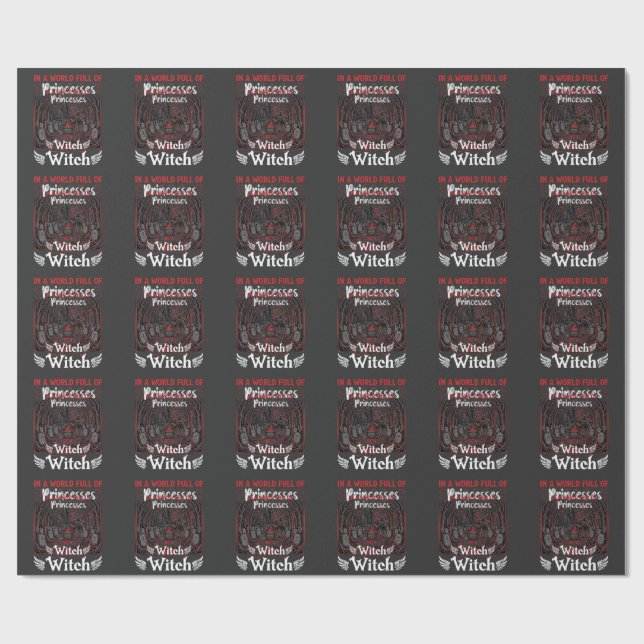 Princesses Be Witch Halloween Castle Cauldron Grav Wrapping Paper (Flat)