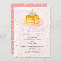 Princesses & Pancakes Pink Gold Girl Birthday